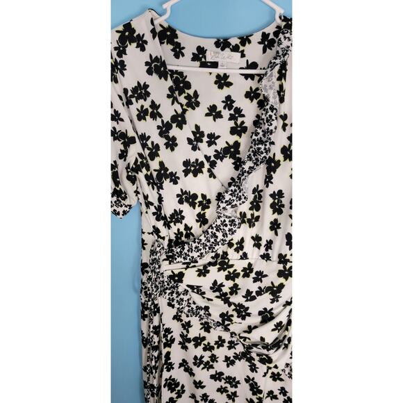 Love Whit Floral Print Puff Sleeve Midi Wrap Dress Feminine Sexy Night Out Sz L - Picture 9 of 14